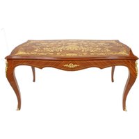 Casa Padrino Luxus Barock Schreibtisch Mahagoni Intarsien / Gold 160 cm - Antik Stil SekretÃ¤r Luxus MÃ¶bel