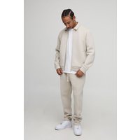 Boxy Bonded Scuba Harrington Set, Beige