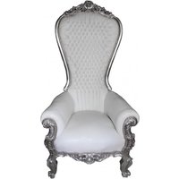 Casa Padrino Barock Thron Sessel Majestic Mod2 WeiÃ / Silber - Riesensessel - Thron Stuhl Tron