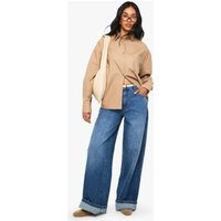 Camisa Oversize De Algodón Popelina, Beige