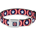 Buckle-Down Marvel Captain America Shield Dog Collar (Various Sizes) - S/13-18 Inches