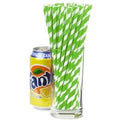 Green &amp; White Striped Paper Straws 8inch (Pack of 25)