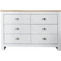 Camden Contemporary 6-Drawer Chest - Sturdy Bedroom Storage in Graphite, Grey, or White with Oak Top | Wowcher