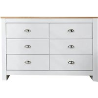 Camden Contemporary 6-Drawer Chest - Sturdy Bedroom Storage in Graphite, Grey, or White with Oak Top | Wowcher
