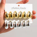 Hot Factory Price wholesale Matte Candy Color Tear Drop Gold Silver plated Statement earrings 3 pairs/set acrylic stud Earring