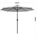Light Grey 3M Outdoor Parasol Umbrella with LED Lights