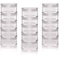 Stackable Screw Top Storage Pots (Per 3 sets) 5 Interlocking Pots Per Set, 50mm Diameter, Craft Storage
