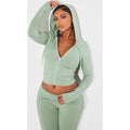 Shape Sage Green Sculpted Zip Through Hoodie
