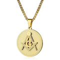 Sterling Silver with Yellow Gold Plated Freemason Pendant Necklace for Men