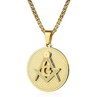Sterling Silver with Yellow Gold Plated Freemason Pendant Necklace for Men