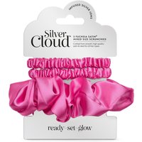 Silver Cloud Satin Hair Scrunchie Trio Combo Fuchsia 3 Pack