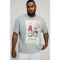 Plus Oversized Heinz Tomato Ketchup License Print Washed T-Shirt, Gris