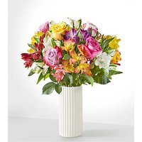Make Their Day Bouquet - Standard with White Fluted Vase - FedEx