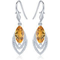 Diva 5.0ct Natural Yellow Citrine Sterling Silver Feather Dangle Earrings