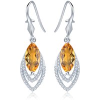 Diva 5.0ct Natural Yellow Citrine Sterling Silver Feather Dangle Earrings