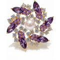 Royal Amethyst & Freshwater Pearl Floral Brooch
