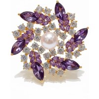 Royal Amethyst & Freshwater Pearl Floral Brooch