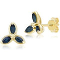 Floral Marquise Sapphire Stud Earrings in 9ct Yellow Gold