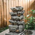 Multi-Tiered Garden Cascading Water Fountain with LED Lights
