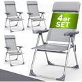 Gartenstuhl 4er-Set Silber Alu