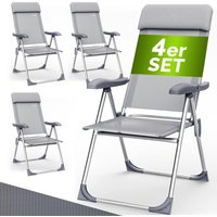 Gartenstuhl 4er-Set Silber Alu