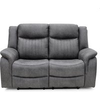 Morlix Fabric Manual Recliner 2 Seater Sofa in Grey
