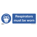 Worksafe Mandatory Safety Sign - Respirators Must Be Worn - Self-Adhesive Vinyl