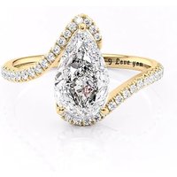 Sterling Silver with Yellow Gold Plated Moissanite Personalized Engraving Ring