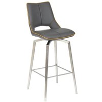 Mako Barstool - Set of 2 - Grey Leather - Swivel