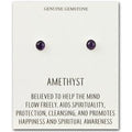 Amethyst Stud Earrings with Quote Card