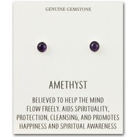 Amethyst Stud Earrings with Quote Card