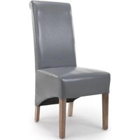 2 x Krista Bonded Grey Leather Roll Back Dining Chair