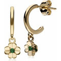 Gardenia Emerald Clover Hoop Earrings In 9ct Yellow Gold