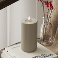 Solid Stripe LED-Blockkerzen Ø 8 x 15 cm Sand