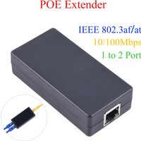1 to 2 Port Repeater POE Extender 100Mbps with IEEE 802.3af/at Standard For NVR IP Camera AP Switch POE Max Extend 80m/262.47ft