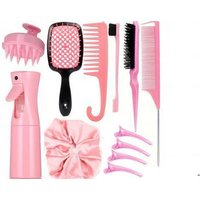 Professional 12-Piece Haircare & Styling Detangler Brush Set with Spray Bottle - All Hair Types, Premium Tools, Gift-Ready | Wowcher