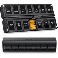 Daily Pill Organizer with Magnetic Closure, Large AM/PM Pill Box for Travel and Medication Management