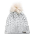 Weird Fish Allerton Cable Knit Bobble Hat Light Grey Size ONE