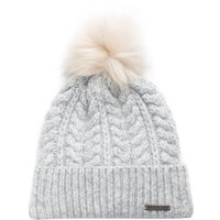 Weird Fish Allerton Cable Knit Bobble Hat Light Grey Size ONE