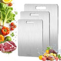 3 Pack Stainless Steel Chopping Boards Stackable Space Saving Set Anti Bacterial Easy Clean Odorless Safe Kitchen Tool