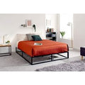 Metal Platform Small Double Bed Frame With Slats And Underbed Storage Black