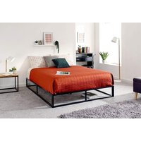 Metal Platform Small Double Bed Frame With Slats And Underbed Storage Black