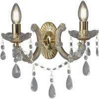 Searchlight 699-2 Marie Therese 2 Light Wall Light In Polished Brass