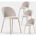 Set 4 sedie imbottite Basic beige con gamba naturale Olivia