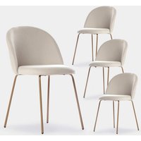 Set 4 sedie imbottite Basic beige con gamba naturale Olivia