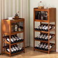 Solid Bamboo Wine Rack 3/4-Tier Floor Freestanding Storage Wines Holder Display Wobble-Free Shelves for Kitchen Bar