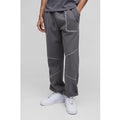 Pantaloni tuta oversize con cuciture a contrasto, Grigio