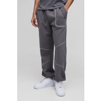 Pantaloni tuta oversize con cuciture a contrasto, Grigio