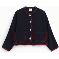 Kurze Tweedjacke mit ausgefransten Kanten