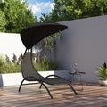 Ediva Steel Sun Lounger With Black Fabric Canopy